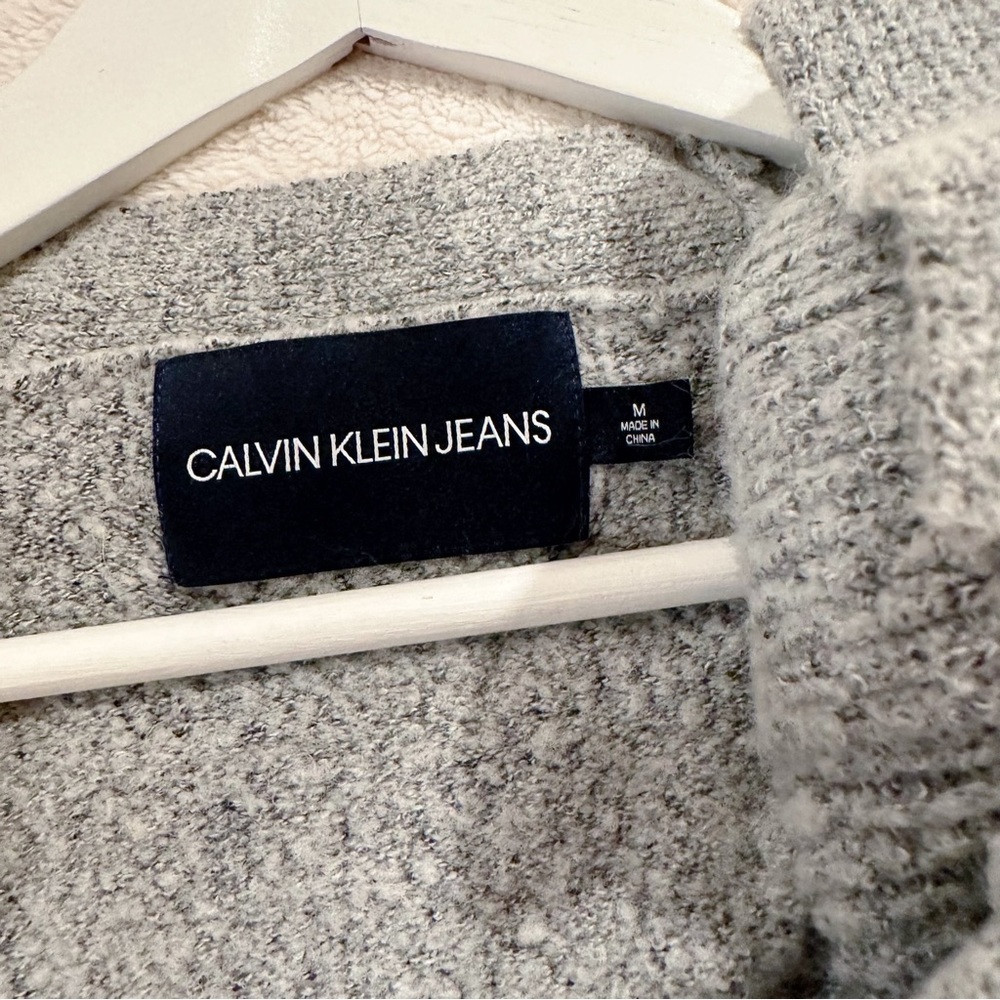 Calvin Klein Open Cardigan Gray Oversized Long Line Cozy Cottagecore Granny M - Picture 6 of 9